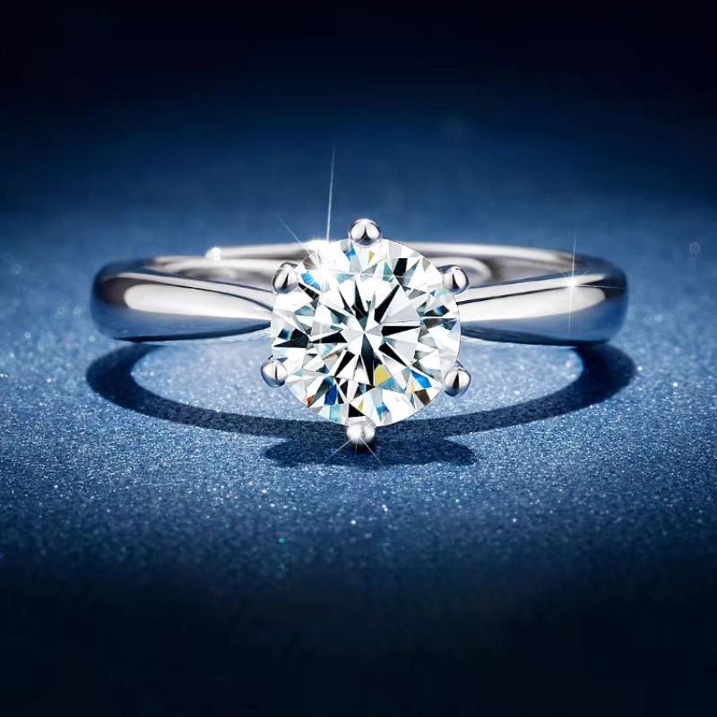 【Gold + Platinum】 1 Carat Six Nail Moissanite Diamond Ring